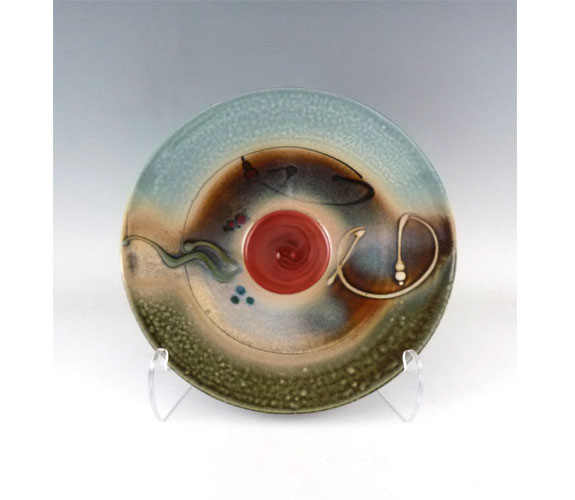 Loren Lukens - Stoneware Low Bowl 11" Diameter Copper Ash Glaze